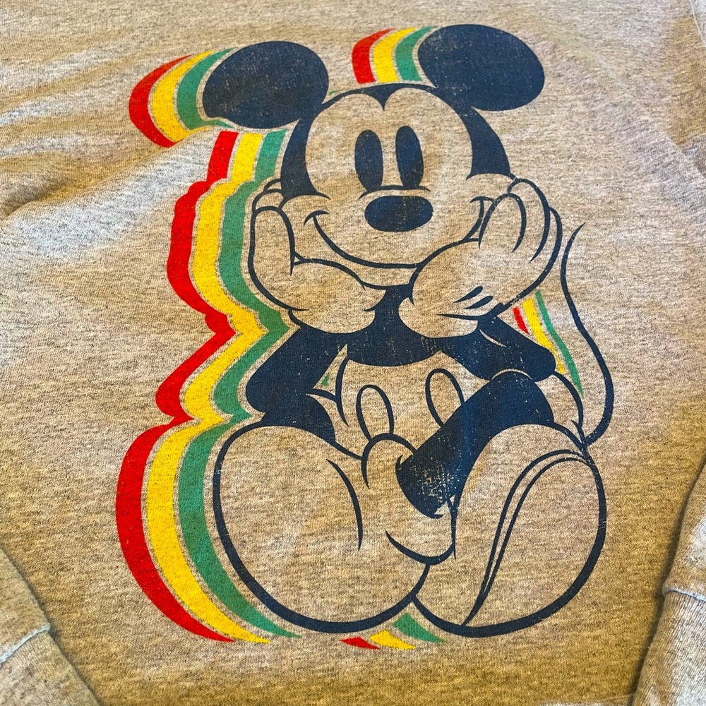 Mickey Mouse Raw Cut Long Sleeve Crop Top